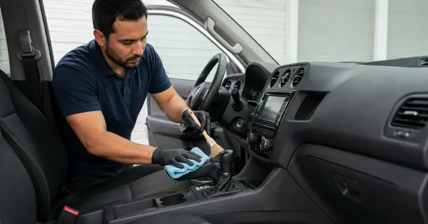 fleet vehicle interior cleaning dashboard and console deep clean in Edmonton