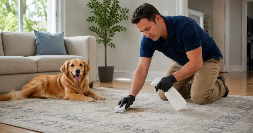 pet urine rug deodorizing enzyme treatment process