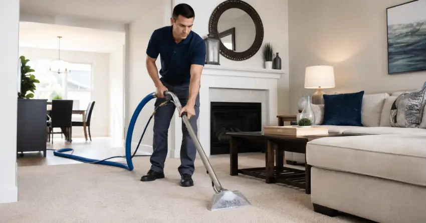 Steam Carpet Cleaning Edmonton extraction equipment in use