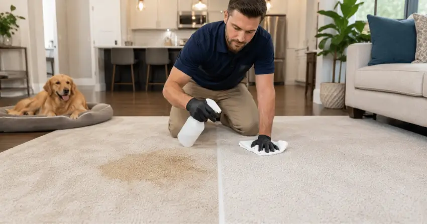 pet urine carpet deodorizing treatment before and after in Edmonton